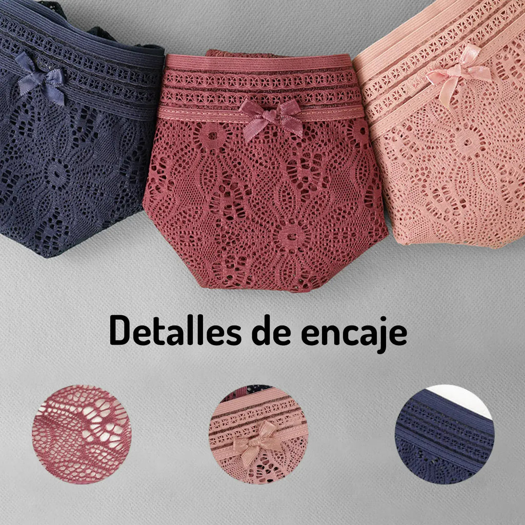 Set De 3 Pantaleta Tipo Boxer De Encaje Sexybox Mod. 21669