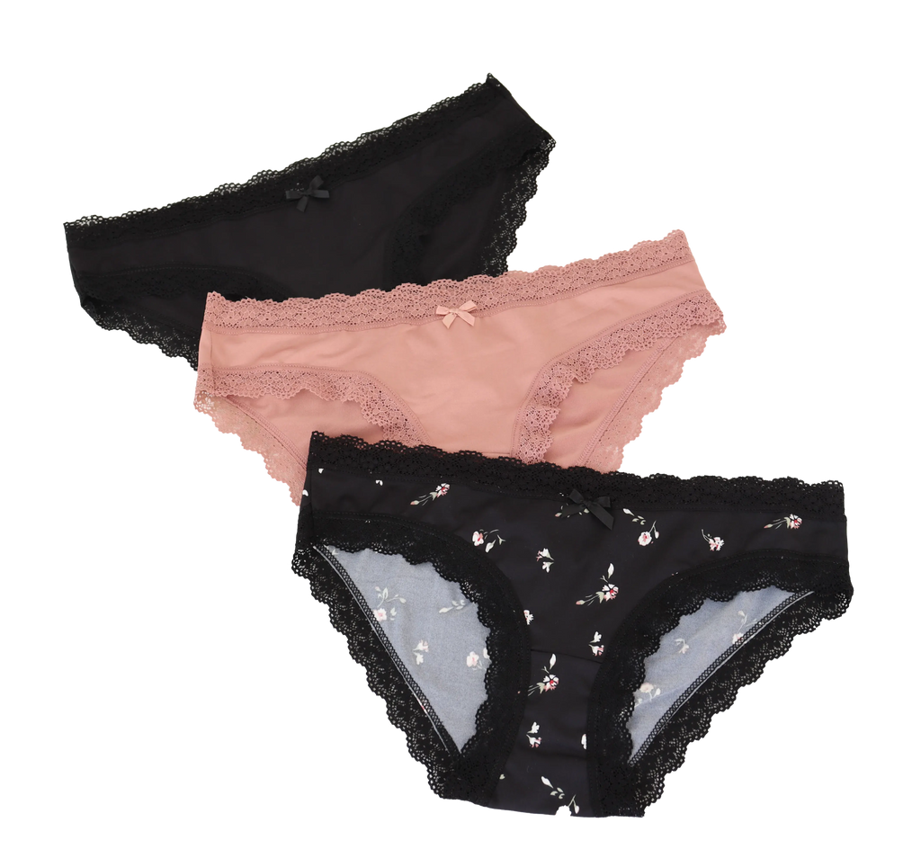 Paquete 3 Bikini Casual Colores Neutros Encaje Mod. 16609
