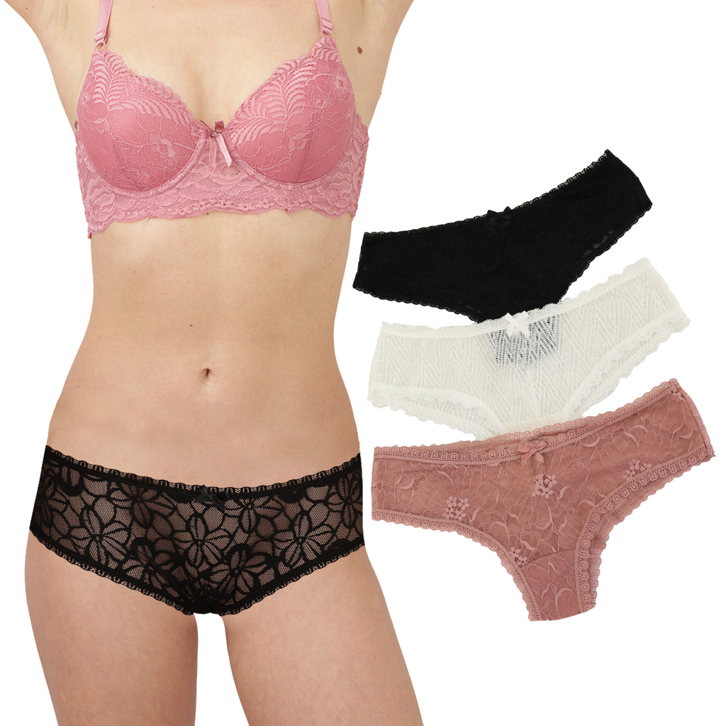 Paquete de 3 Bikini con encaje de lenceria Sexybox de mujer Mod. 13154
