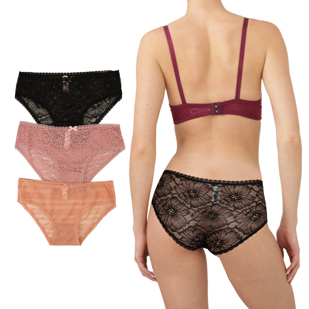 Set De 3 Calzones Encaje Transparentes Sexybox Mod. 8939.1