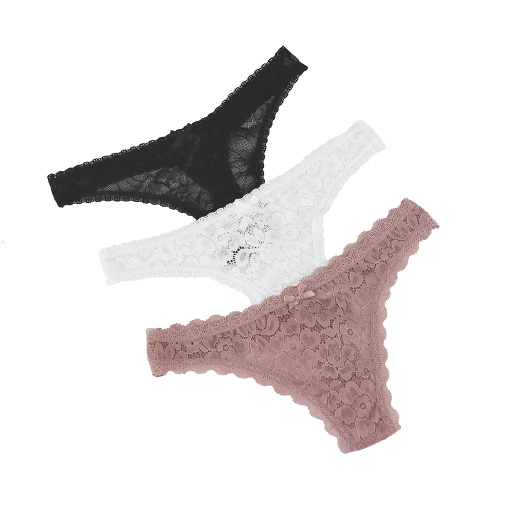 Set De 3 Tangas Con Encaje De Moda Sexybox Mod. 5572