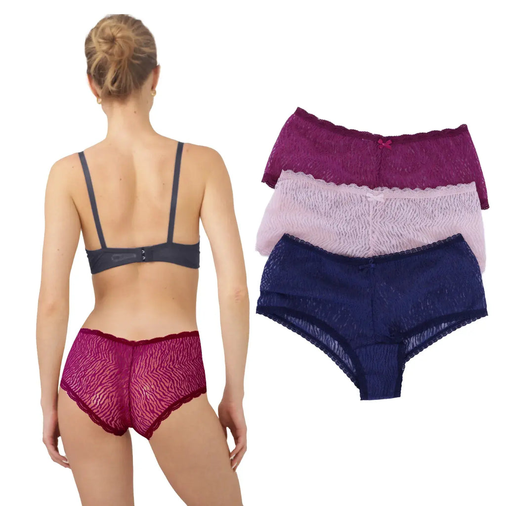 Set De 3 Pantaletas Bóxer De Encaje Sexybox Mod 21653