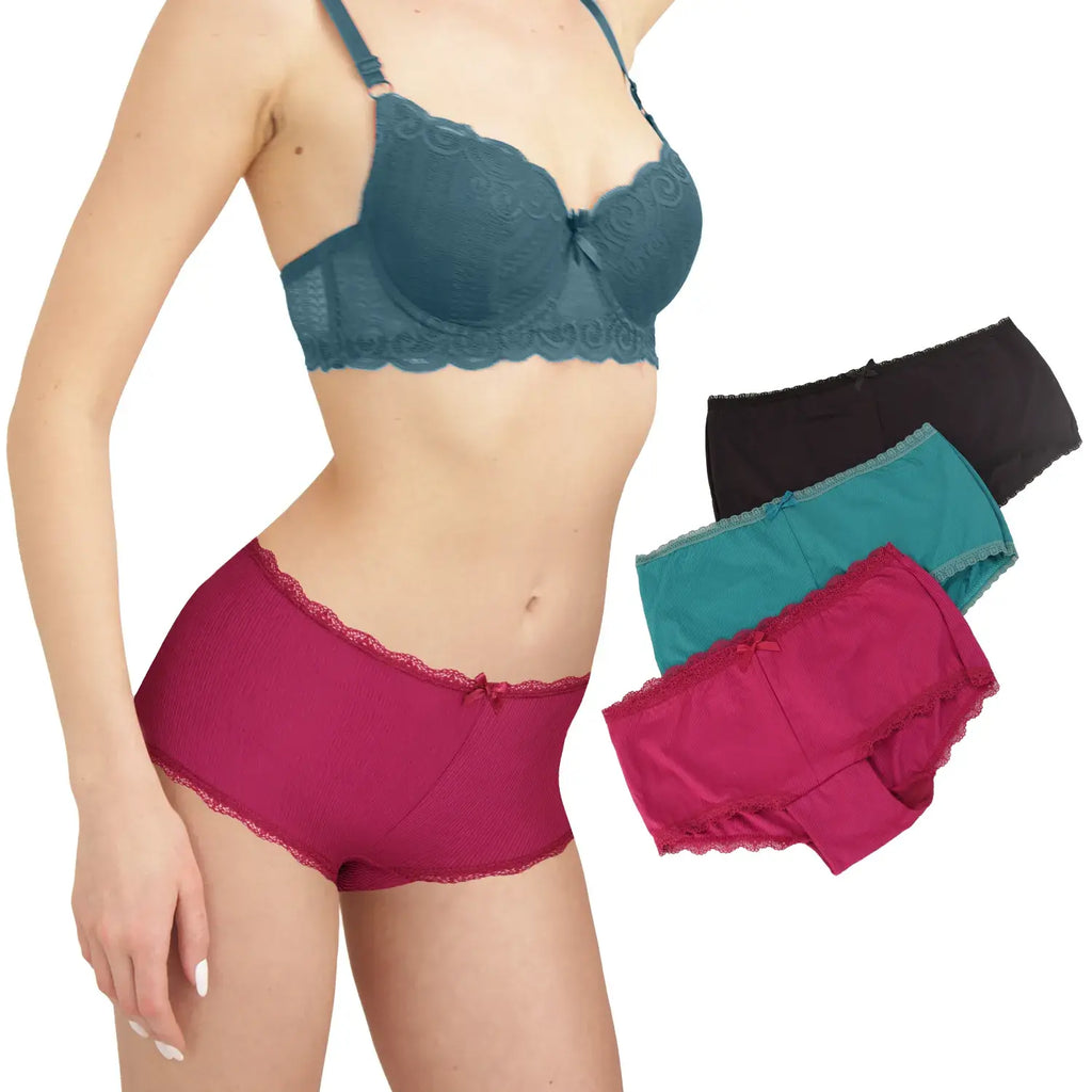 Paquete De 3 Bóxer Con Encaje Sexybox De Mujer Mod. 14598