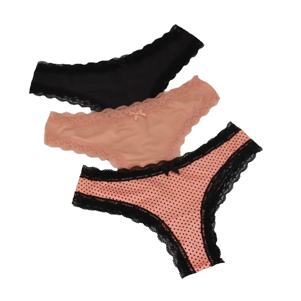 Set De 3 Tangas Con Bordes De Encaje Sexybox Mod. 16650