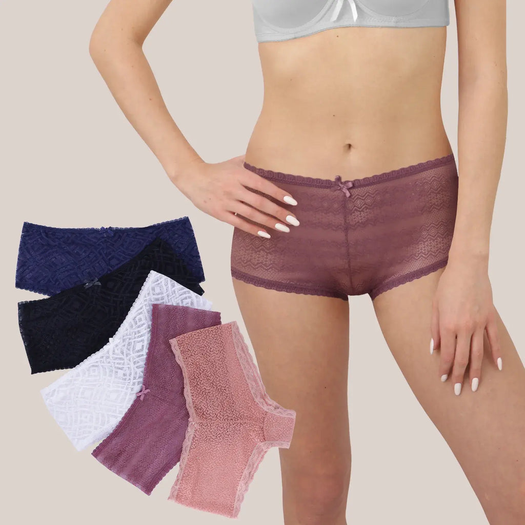Pack 5 Pantaletas De Encaje Boxer Sexybox Mod. 16620