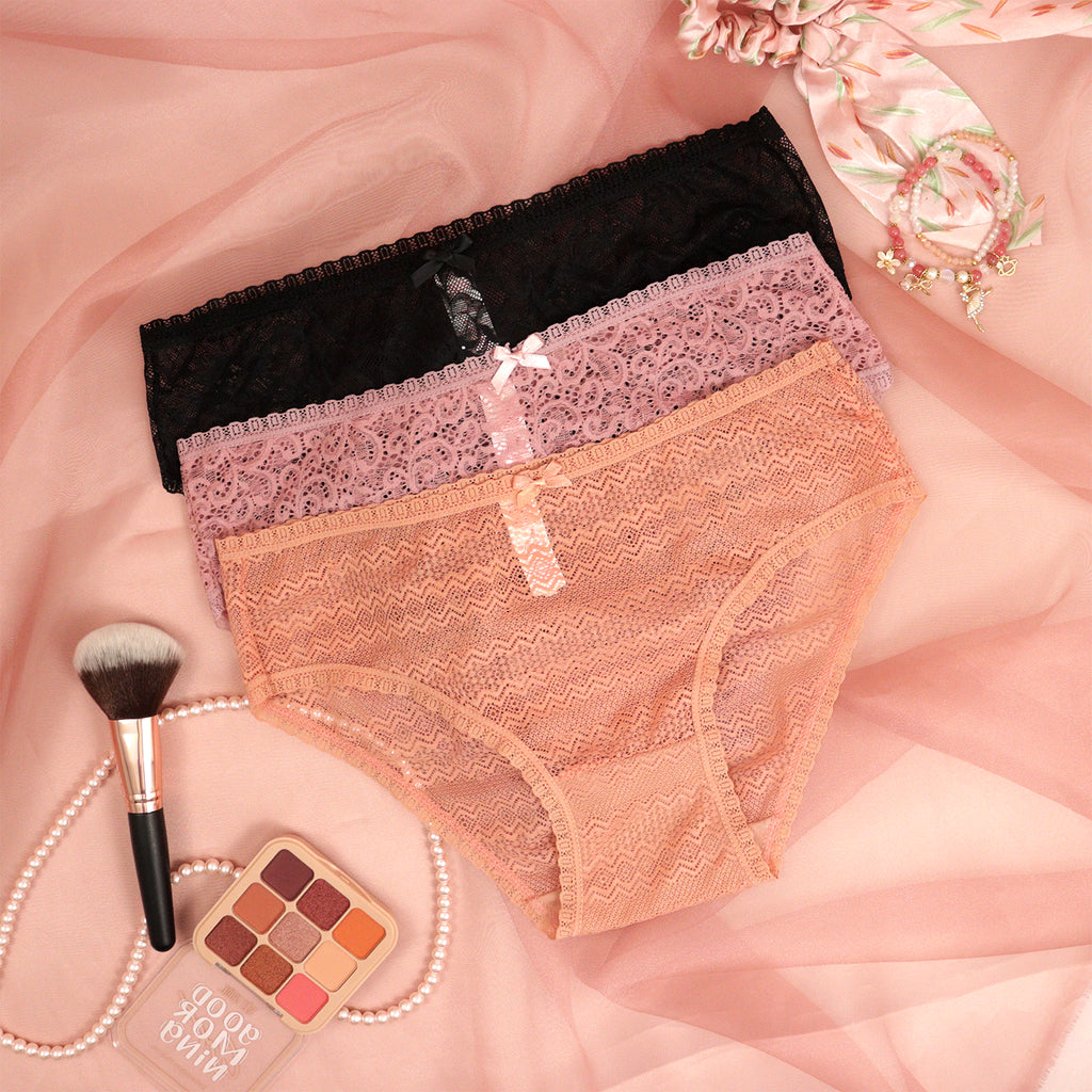 Set De 3 Calzones Encaje Transparentes Sexybox Mod. 8939.1