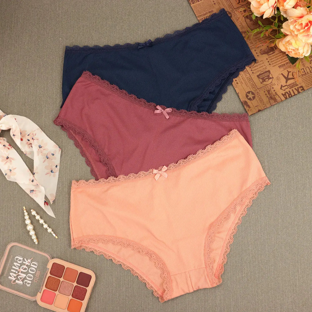 Paquete De 3 Pantaletas Con Encaje Sexybox Mod. 14631