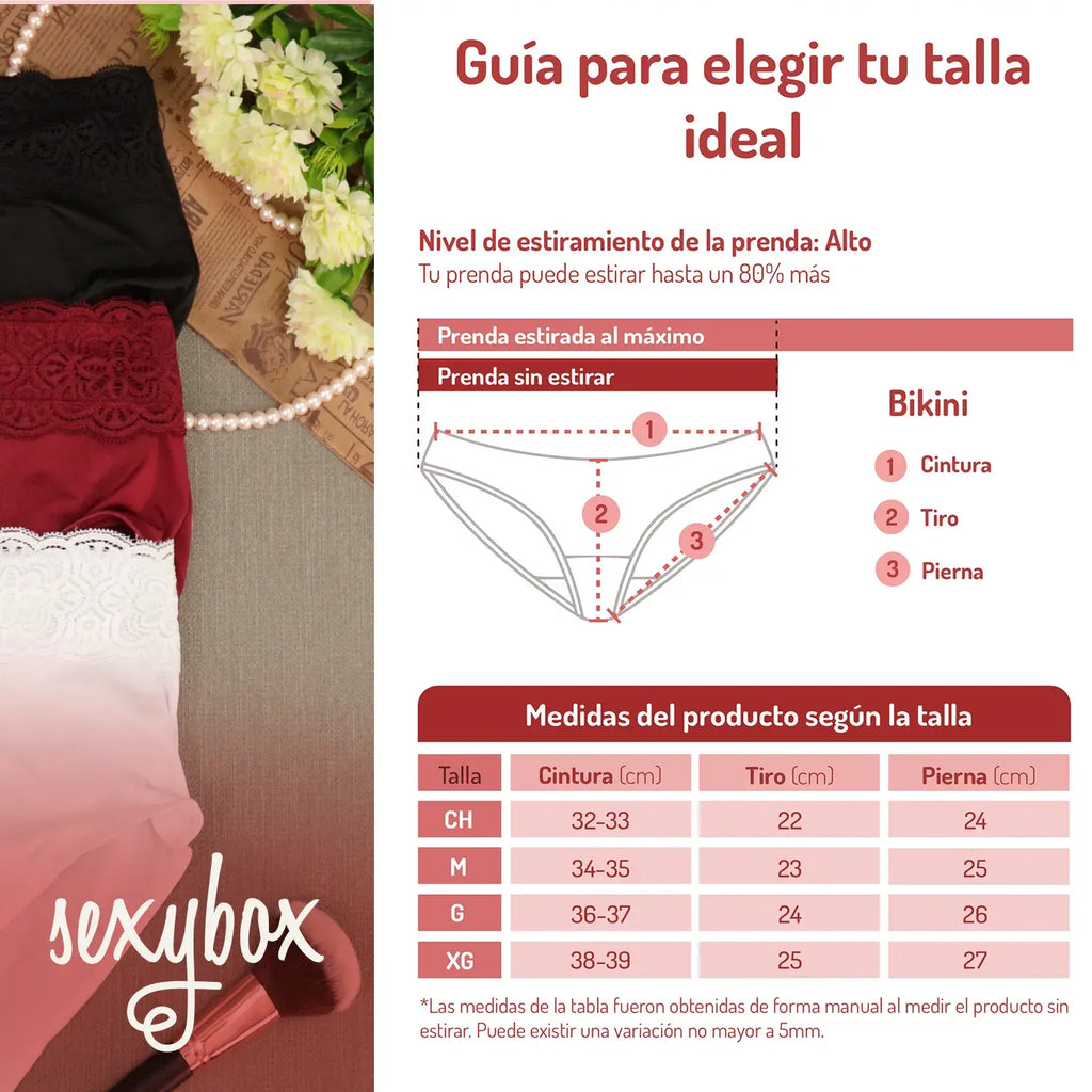 Calzones De Mujer Sexybox Con Encaje 3 Piezas Mod. 196