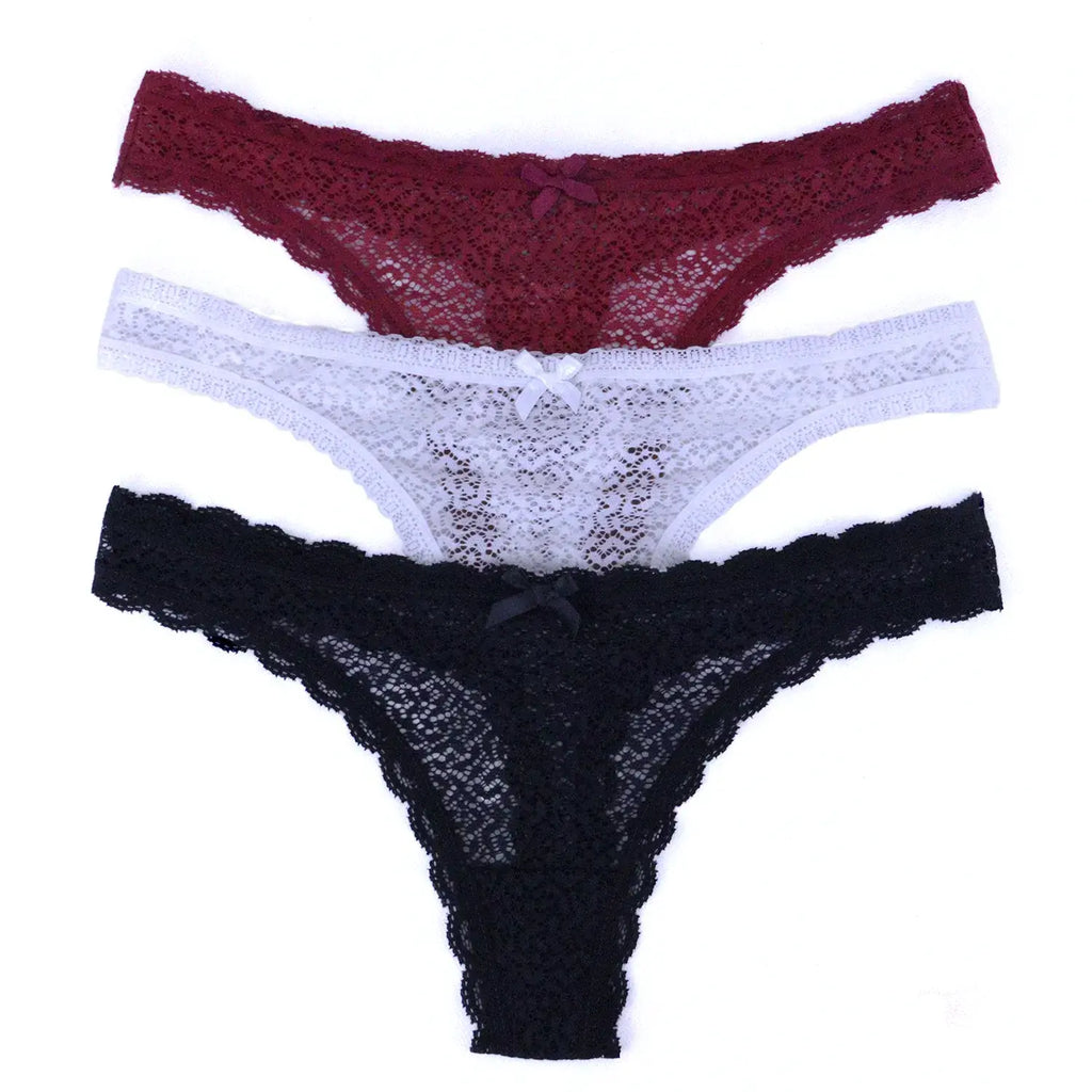 Set De 3 Tangas De Encaje Sexy Sexybox Mod. 16085