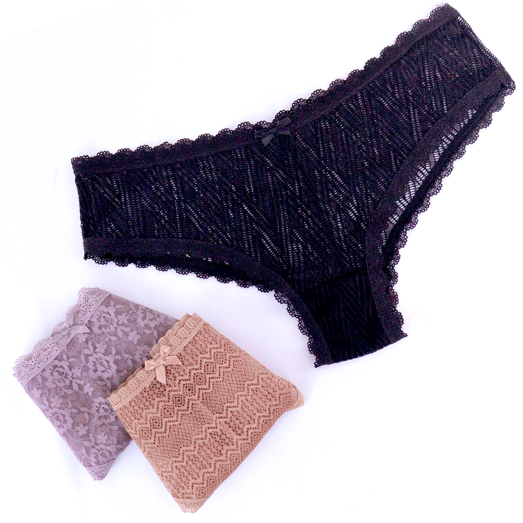 Set De 3 Tangas De Encaje Cintura Media Sexybox Mod. 16635