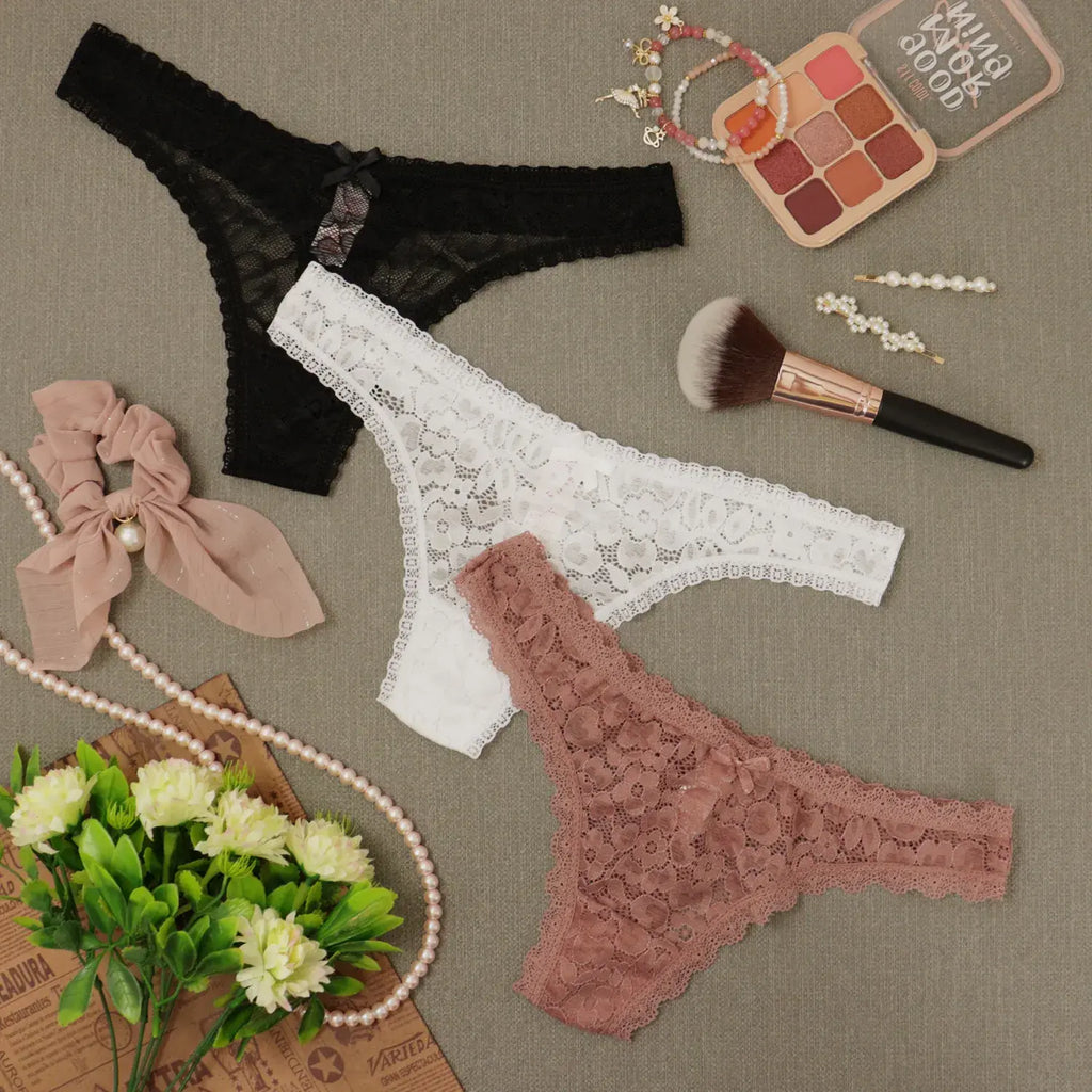 Set De 3 Tangas Con Encaje De Moda Sexybox Mod. 5572