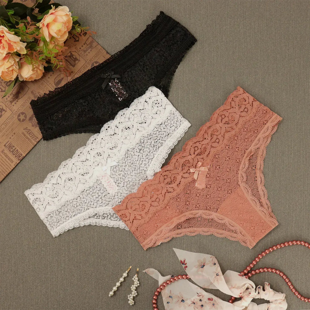 Paquete 3 Bragas Bikini De Encaje Suave Sexybox Mod. 16028