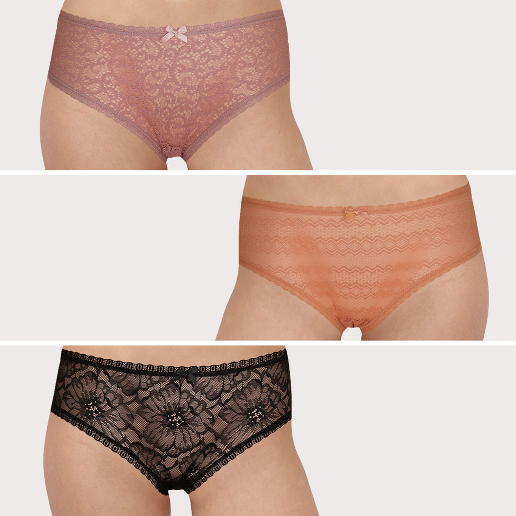 Set De 3 Calzones Encaje Transparentes Sexybox Mod. 8939.1