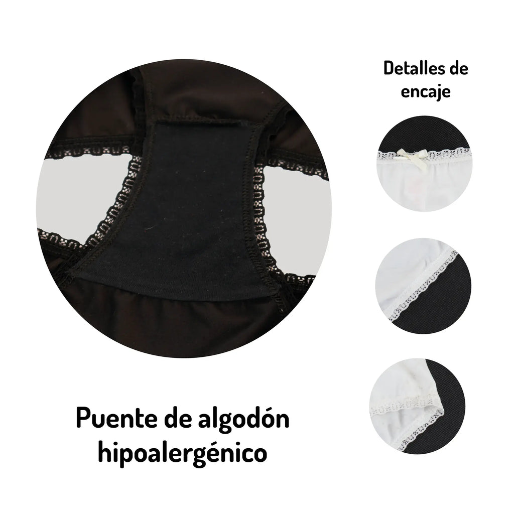 Paquete De 3 Calzones Bikini Con Encaje Sexybox Mod. 16646