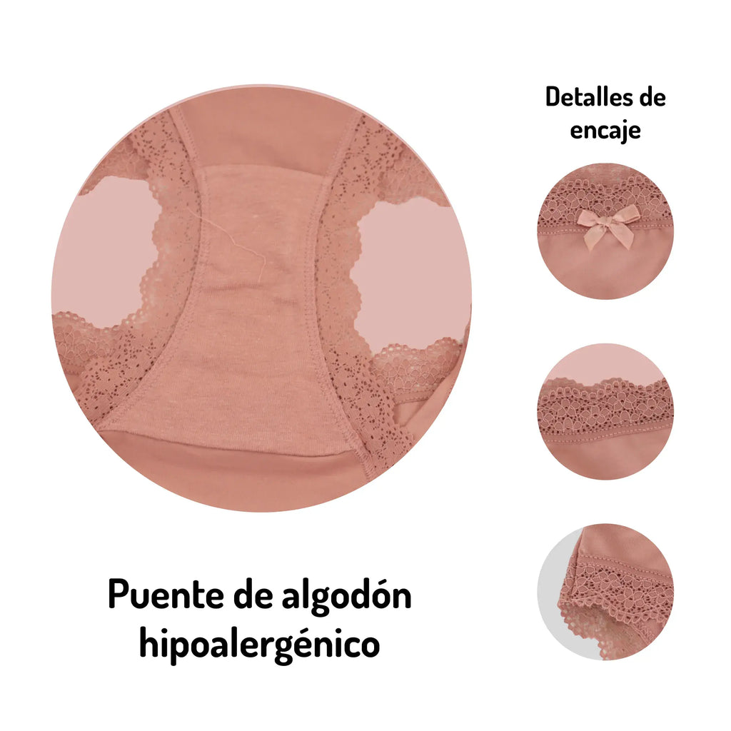 Paquete 3 Bikini Casual Colores Neutros Encaje Mod. 16609