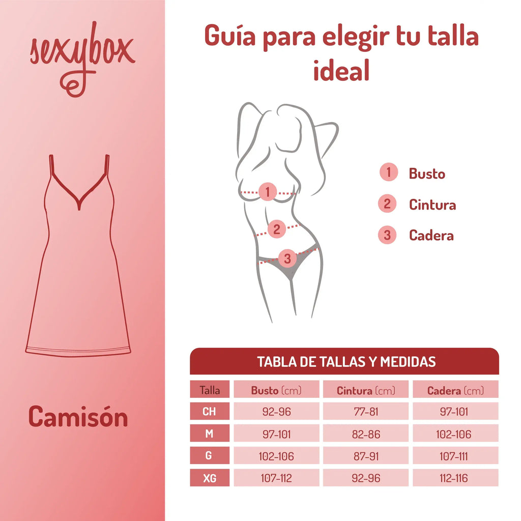 Pijama Camisón Bata C/encaje Para Mujer Sexybox Mod. 9042