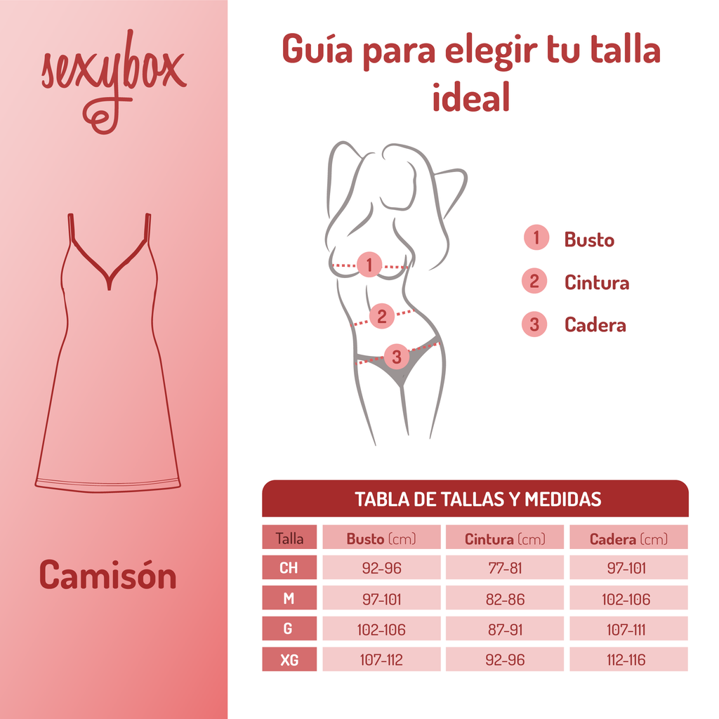 Pijama Camisón Bata C/encaje Para Mujer Sexybox Mod. 16203.1