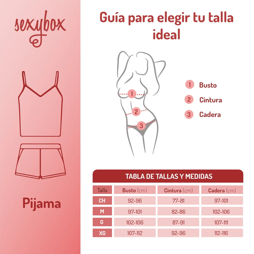 Pijama Cómoda De 2 Piezas Para Mujer Sexybox Mod. 107