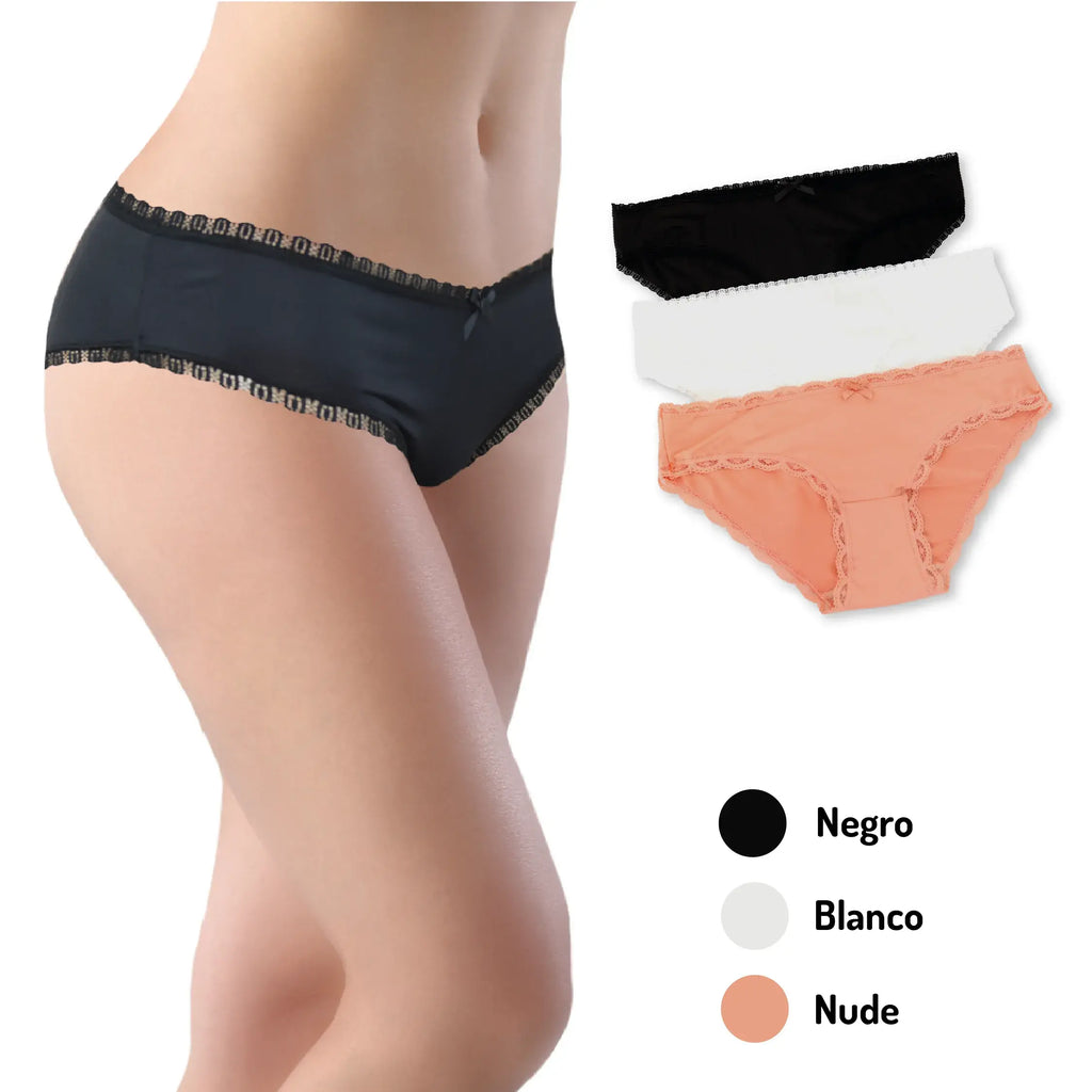 Paquete De 3 Bikini Básico Con Encaje Sexybox Mod. 16648