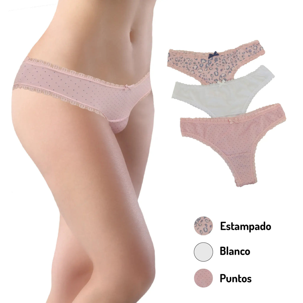 Paquete De 3 Panty Tangas Sexybox Para Mujer Mod. 16651