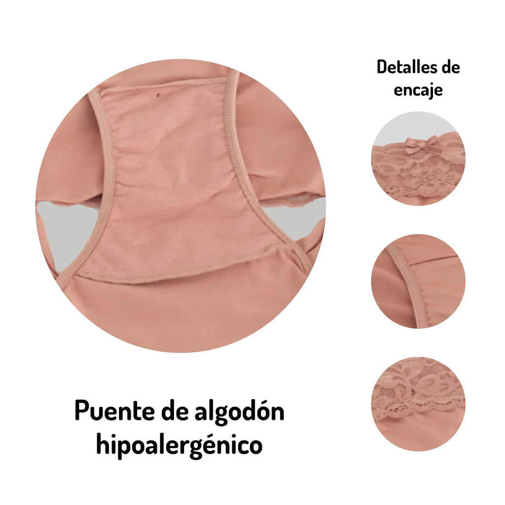 Set De 3 Pantaletas Cintura Alta Encaje Sexybox Mod. 16625