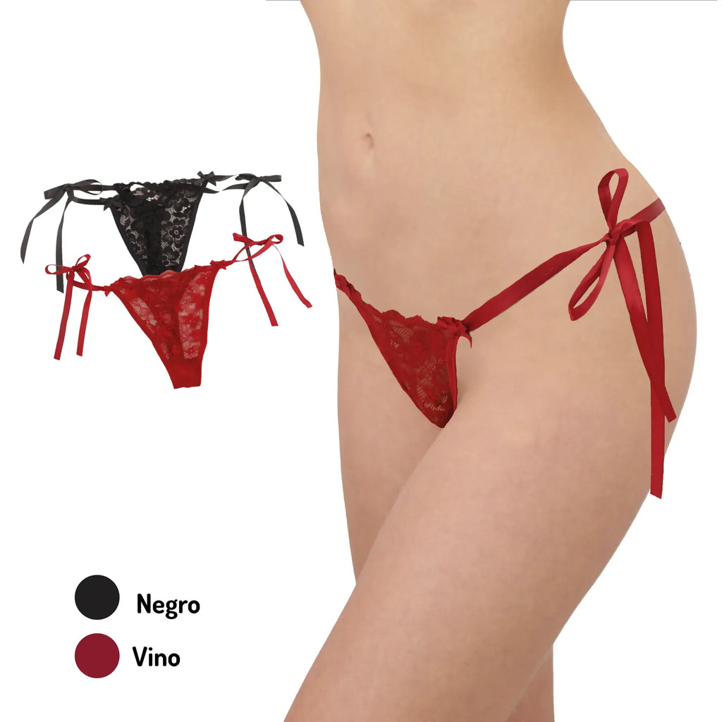 Set De 2 Tangas De Encaje Sexy Tipo Hilo Sexybox Mod. 2718