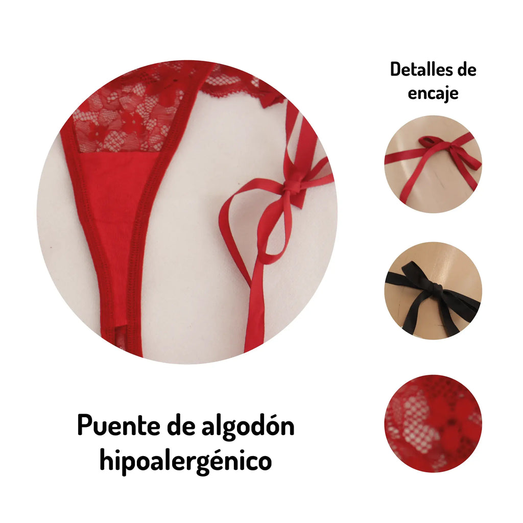 Set De 2 Tangas De Encaje Sexy Tipo Hilo Sexybox Mod. 2718