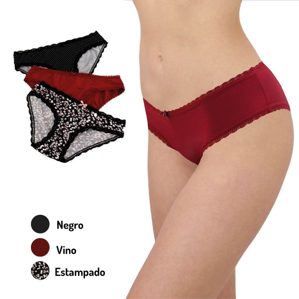 Paquete De 3 Calzones Cintura Media Sexybox Mod. 8939