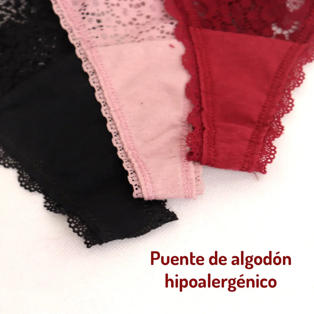 Set De 3 Tangas De Encaje Varios Colores Sexybox Mod. 321