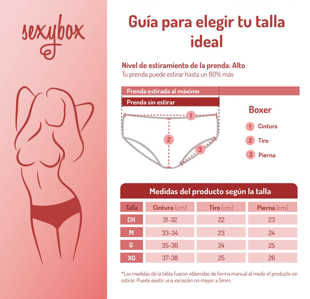 Set 5 Bóxer Suave Encaje Colores Varios Sexybox Mod. 21008