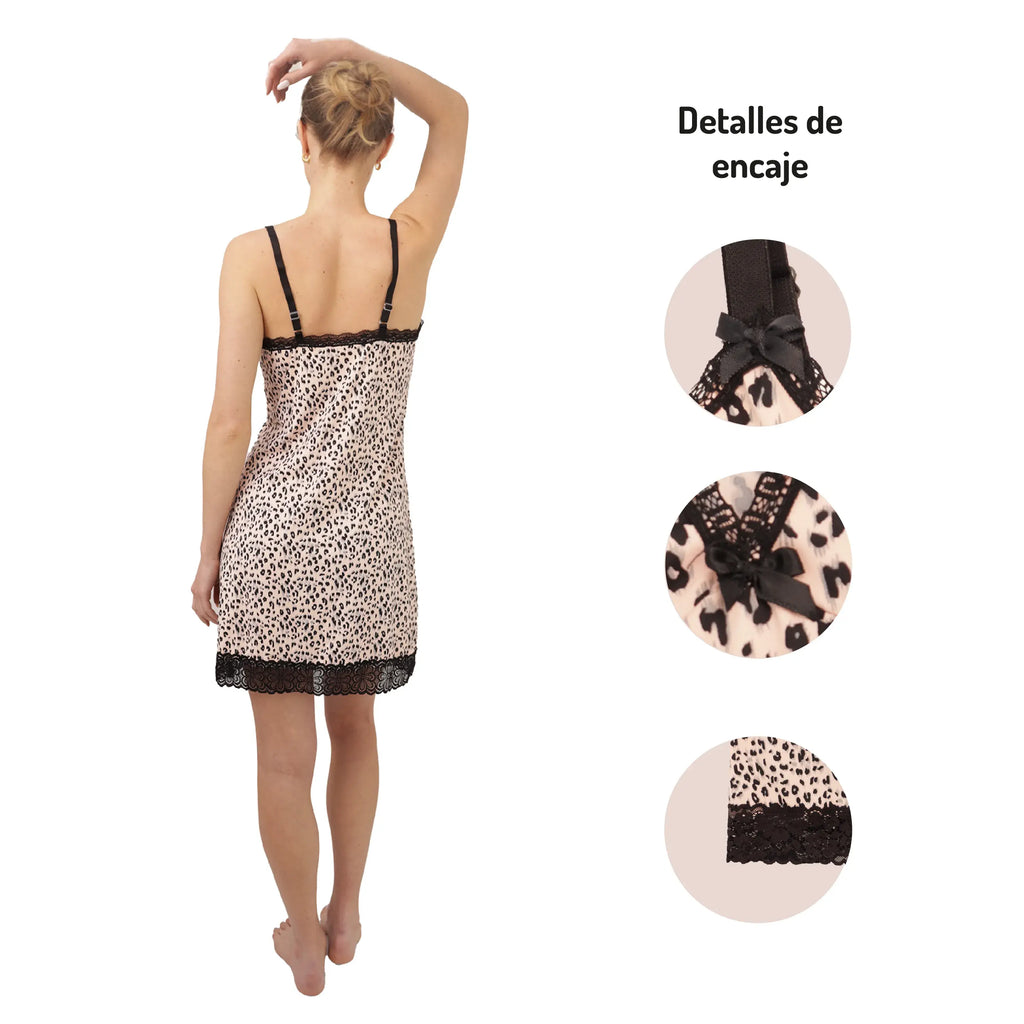 Pijama Camisón Bata C/encaje Para Mujer Sexybox Mod. 9042