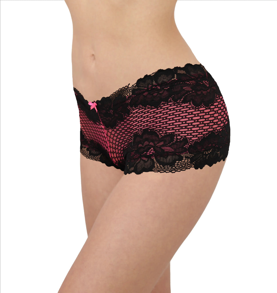 Paquete 3 Bóxer De Encaje Sexy Bicolor Sexybox Mod. 7559.1