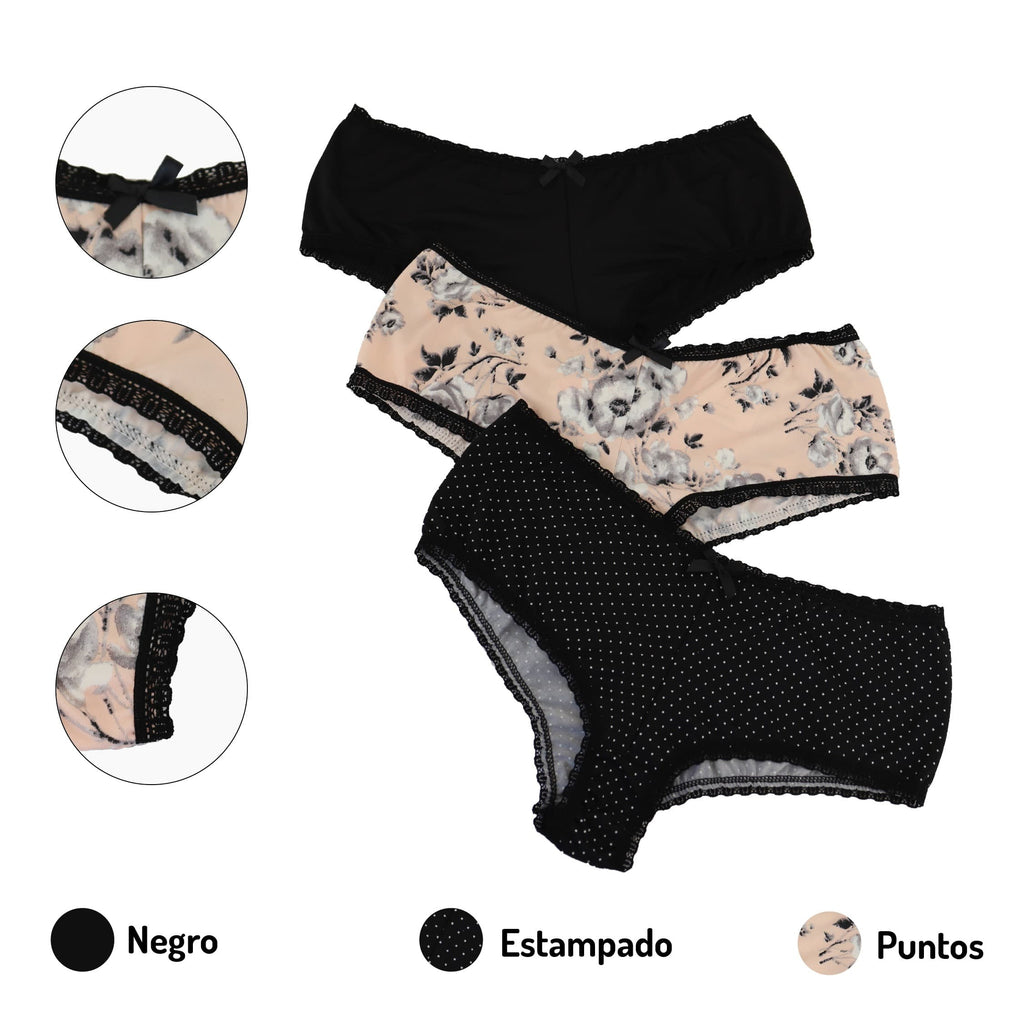 Paquete De 3 Pantaletas Tipo Bikini Sexybox Mod. 11715