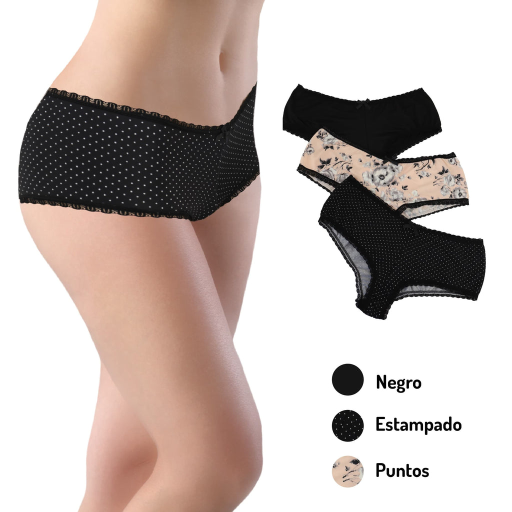 Paquete De 3 Pantaletas Tipo Bikini Sexybox Mod. 11715