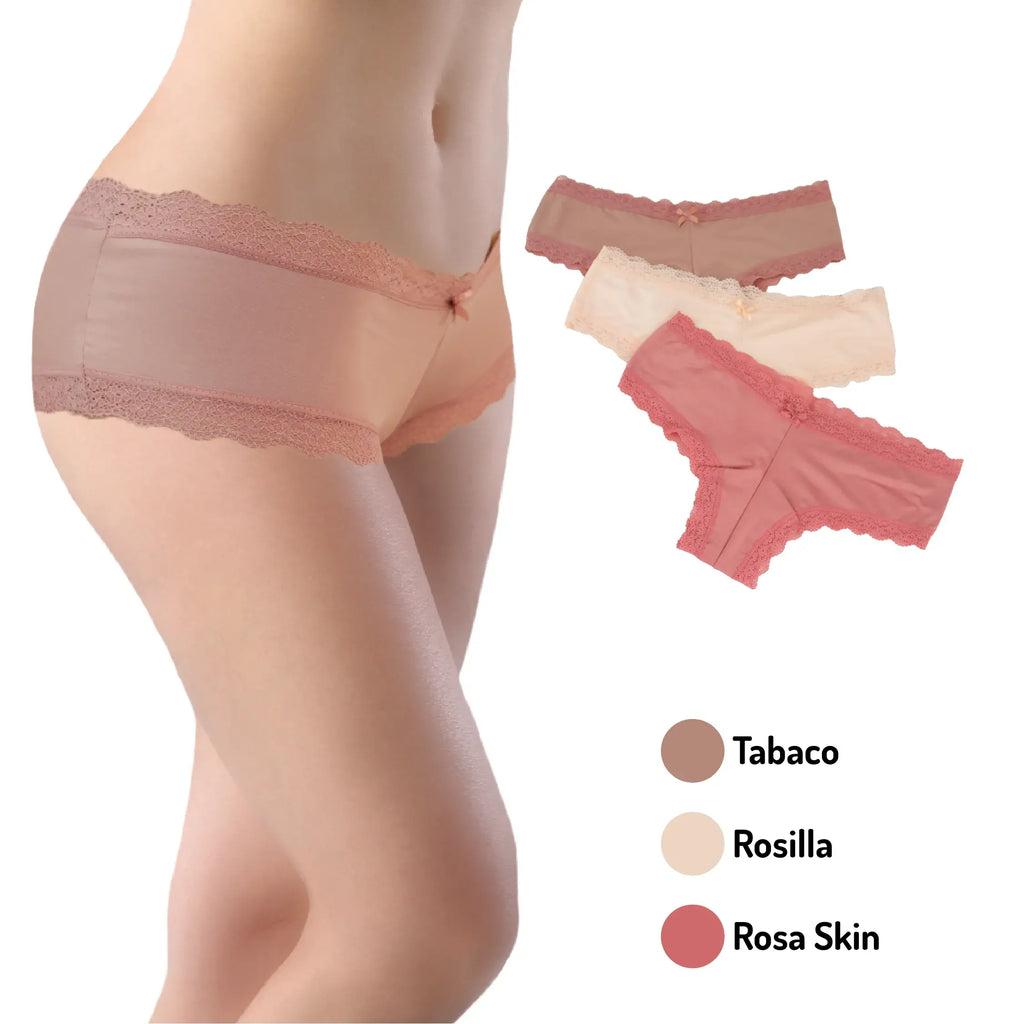 Paquete De 3 Pantaletas Boxer Encaje Sexybox Mod. 21177