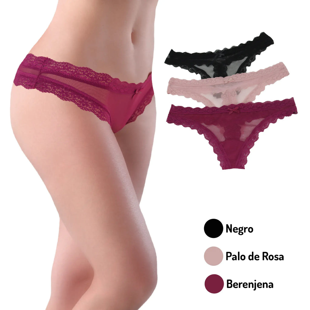 Paquete De 3 tangas Sexy De Encaje Sexybox Mod. 21246