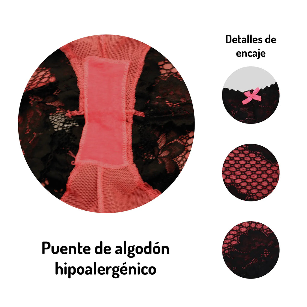 Paquete 3 Bóxer De Encaje Sexy Bicolor Sexybox Mod. 7559.1