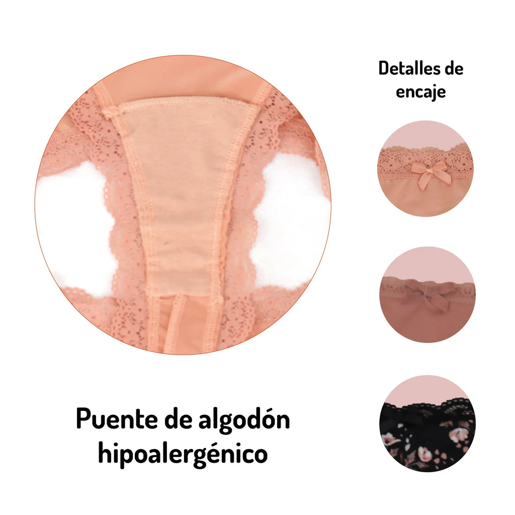 Tanga con encaje Sexybox para mujer paquete de 6 piezas