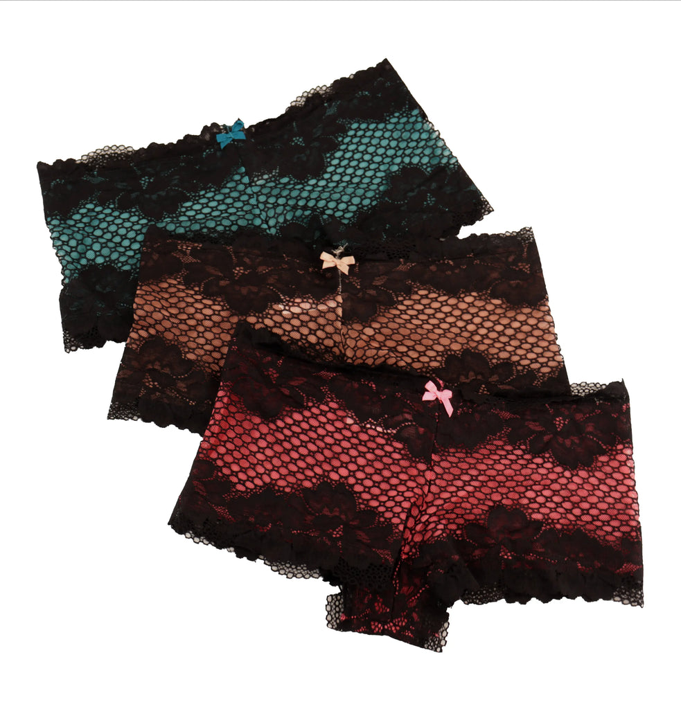 Paquete 3 Bóxer De Encaje Sexy Bicolor Sexybox Mod. 7559.1