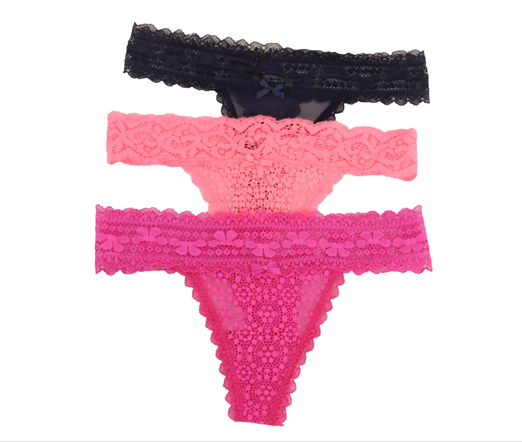 Set De 3 Tangas C/encaje Varios Colores Sexybox Mod. 16638