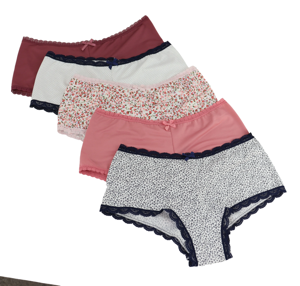 Set 5 Bóxer Suave Encaje Colores Varios Sexybox Mod. 21008