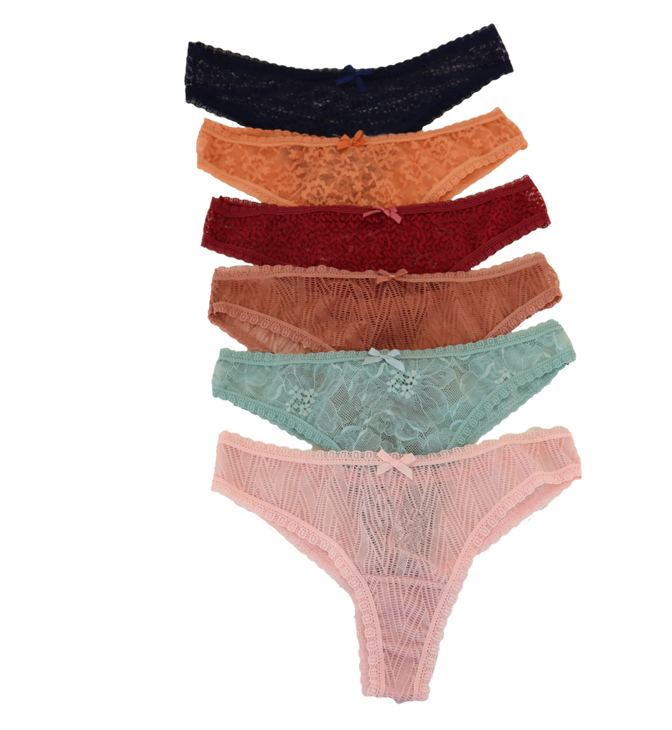 Set De 6 Tangas Encaje Colores Varios Sexybox Mod. 12933