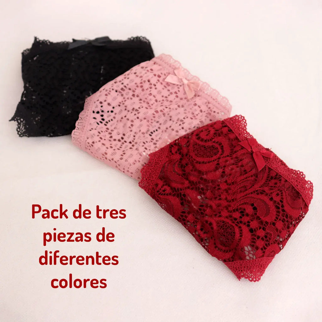 Set De 3 Tangas De Encaje Varios Colores Sexybox Mod. 321