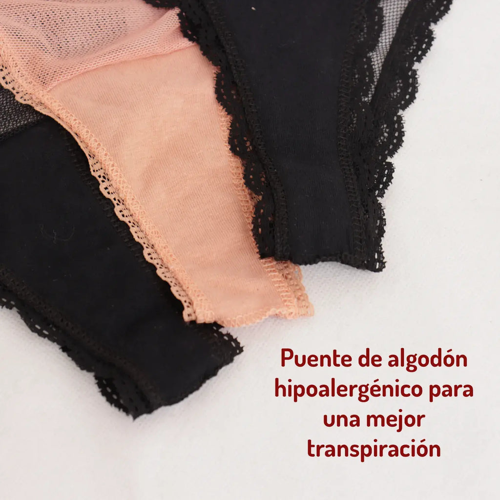 Set 3 Tangas Encaje Transparente Lencería Sexy Mod. 16652